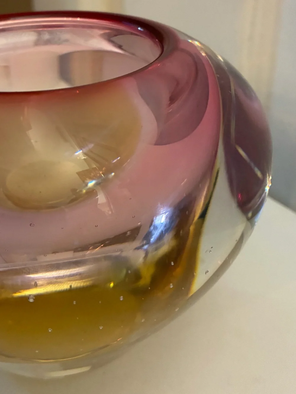 Evolution by Waterford Crystal Pink Mist Amber Art Glass Votive Holder Poland